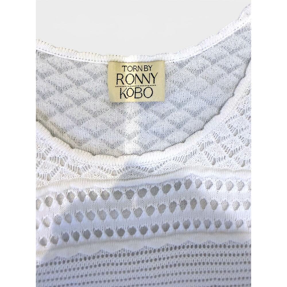 TORN BY RONNY KOBO White Crochet Long Sleeve Midi Dress Small EUC - Picture 4 of 6
